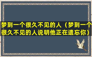 梦到一个很久不见的人（梦到一个很久不见的人说明他正在遗忘你）