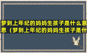 梦到上年纪的妈妈生孩子是什么意思（梦到上年纪的妈妈生孩子是什么意思呀）