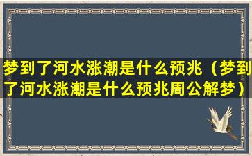 梦到了河水涨潮是什么预兆（梦到了河水涨潮是什么预兆周公解梦）