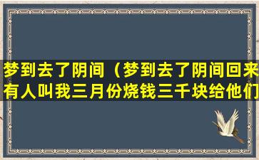 梦到去了阴间（梦到去了阴间回来有人叫我三月份烧钱三千块给他们）