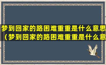 梦到回家的路困难重重是什么意思（梦到回家的路困难重重是什么意思呀）