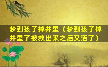 梦到孩子掉井里（梦到孩子掉井里了被救出来之后又活了）