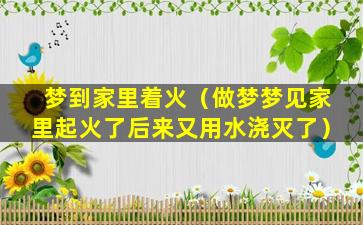 梦到家里着火（做梦梦见家里起火了后来又用水浇灭了）