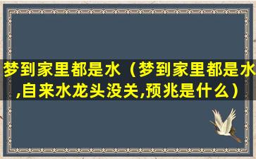 梦到家里都是水（梦到家里都是水,自来水龙头没关,预兆是什么）