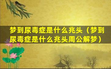 梦到尿毒症是什么兆头（梦到尿毒症是什么兆头周公解梦）