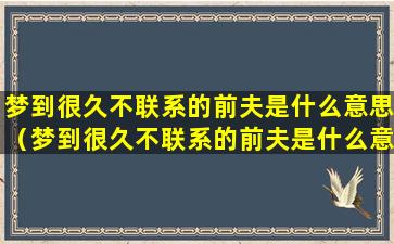 梦到很久不联系的前夫是什么意思（梦到很久不联系的前夫是什么意思呀）