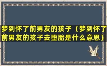 梦到怀了前男友的孩子（梦到怀了前男友的孩子去堕胎是什么意思）