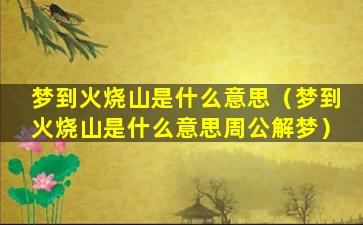 梦到火烧山是什么意思（梦到火烧山是什么意思周公解梦）