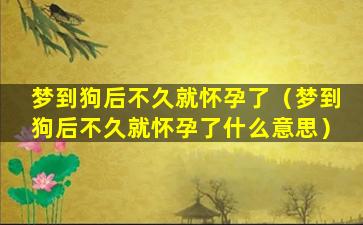 梦到狗后不久就怀孕了（梦到狗后不久就怀孕了什么意思）