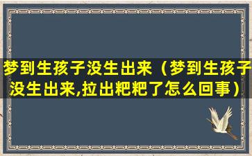 梦到生孩子没生出来（梦到生孩子没生出来,拉出粑粑了怎么回事）