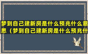 梦到自己建新房是什么预兆什么意思（梦到自己建新房是什么预兆什么意思啊）