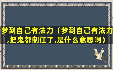 梦到自己有法力（梦到自己有法力,把鬼都制住了,是什么意思啊）