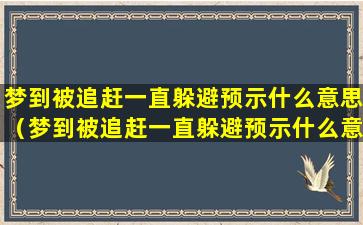 梦到被追赶一直躲避预示什么意思（梦到被追赶一直躲避预示什么意思周公解梦）