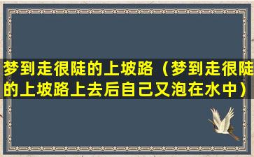 梦到走很陡的上坡路（梦到走很陡的上坡路上去后自己又泡在水中）