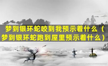 梦到银环蛇咬到我预示着什么（梦到银环蛇跑到屋里预示着什么）