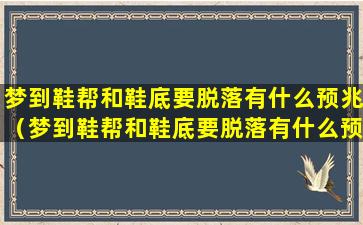 梦到鞋帮和鞋底要脱落有什么预兆（梦到鞋帮和鞋底要脱落有什么预兆嘛）