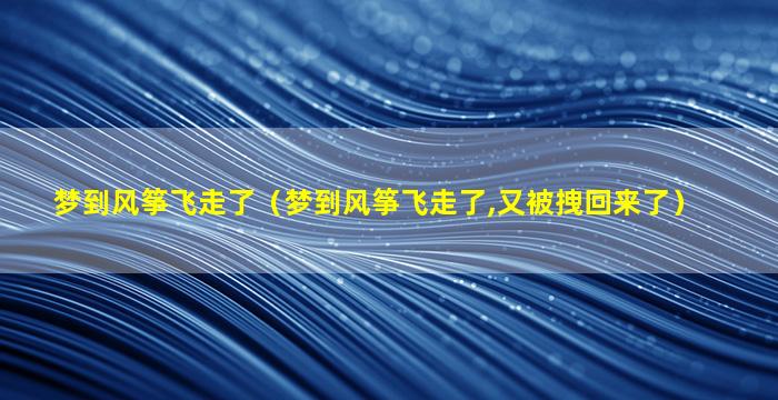 梦到风筝飞走了（梦到风筝飞走了,又被拽回来了）