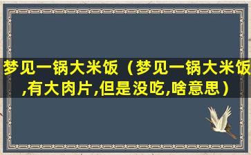 梦见一锅大米饭（梦见一锅大米饭,有大肉片,但是没吃,啥意思）