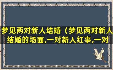 梦见两对新人结婚（梦见两对新人结婚的场面,一对新人红事,一对新人冥婚）