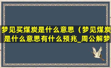 梦见买煤炭是什么意思（梦见煤炭是什么意思有什么预兆_周公解梦）