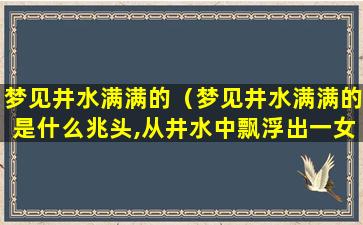 梦见井水满满的（梦见井水满满的是什么兆头,从井水中飘浮出一女人）