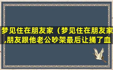 梦见住在朋友家（梦见住在朋友家,朋友跟他老公吵架最后让捅了血流不止）