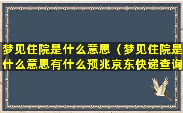 梦见住院是什么意思（梦见住院是什么意思有什么预兆京东快递查询）