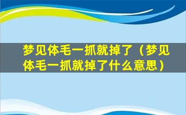 梦见体毛一抓就掉了（梦见体毛一抓就掉了什么意思）