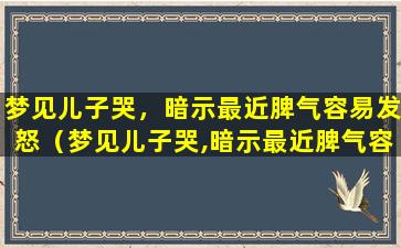 梦见儿子哭，暗示最近脾气容易发怒（梦见儿子哭,暗示最近脾气容易发怒什么意思）