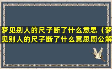 梦见别人的尺子断了什么意思（梦见别人的尺子断了什么意思周公解梦）