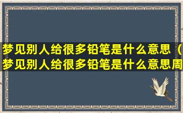 梦见别人给很多铅笔是什么意思（梦见别人给很多铅笔是什么意思周公解梦）