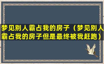 梦见别人霸占我的房子（梦见别人霸占我的房子但是最终被我赶跑）