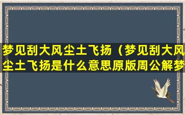 梦见刮大风尘土飞扬（梦见刮大风尘土飞扬是什么意思原版周公解梦）