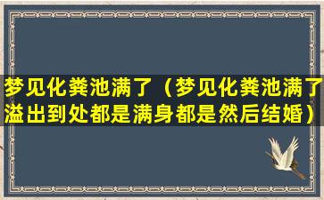 梦见化粪池满了（梦见化粪池满了溢出到处都是满身都是然后结婚）