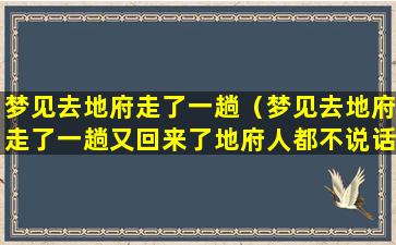 梦见去地府走了一趟（梦见去地府走了一趟又回来了地府人都不说话）