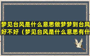 梦见台风是什么意思做梦梦到台风好不好（梦见台风是什么意思有什么预兆）