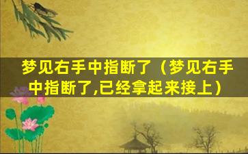 梦见右手中指断了（梦见右手中指断了,已经拿起来接上）