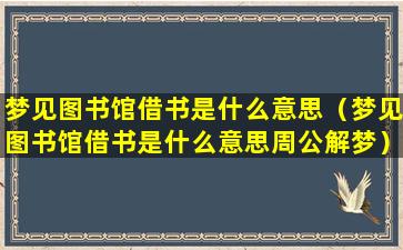 梦见图书馆借书是什么意思（梦见图书馆借书是什么意思周公解梦）