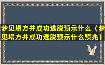 梦见塌方并成功逃脱预示什么（梦见塌方并成功逃脱预示什么预兆）