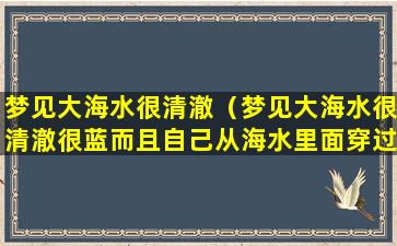 梦见大海水很清澈（梦见大海水很清澈很蓝而且自己从海水里面穿过）