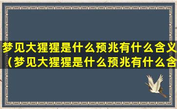 梦见大猩猩是什么预兆有什么含义（梦见大猩猩是什么预兆有什么含义呢）