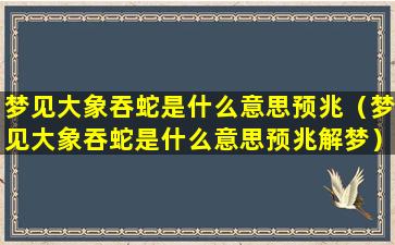 梦见大象吞蛇是什么意思预兆（梦见大象吞蛇是什么意思预兆解梦）