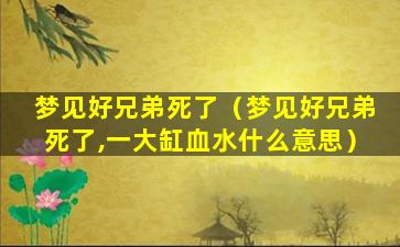 梦见好兄弟死了（梦见好兄弟死了,一大缸血水什么意思）