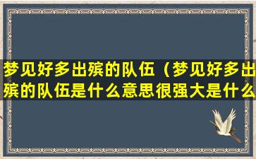 梦见好多出殡的队伍（梦见好多出殡的队伍是什么意思很强大是什么意思）