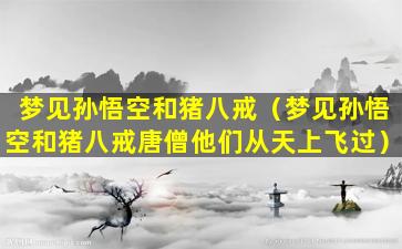 梦见孙悟空和猪八戒（梦见孙悟空和猪八戒唐僧他们从天上飞过）