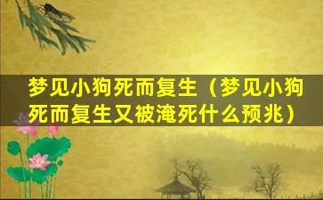 梦见小狗死而复生（梦见小狗死而复生又被淹死什么预兆）