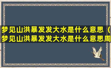 梦见山洪暴发发大水是什么意思（梦见山洪暴发发大水是什么意思周公解梦）