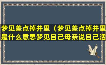 梦见差点掉井里（梦见差点掉井里是什么意思梦见自己母亲说自己活该）