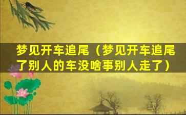 梦见开车追尾（梦见开车追尾了别人的车没啥事别人走了）