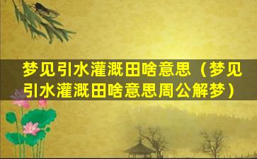 梦见引水灌溉田啥意思（梦见引水灌溉田啥意思周公解梦）